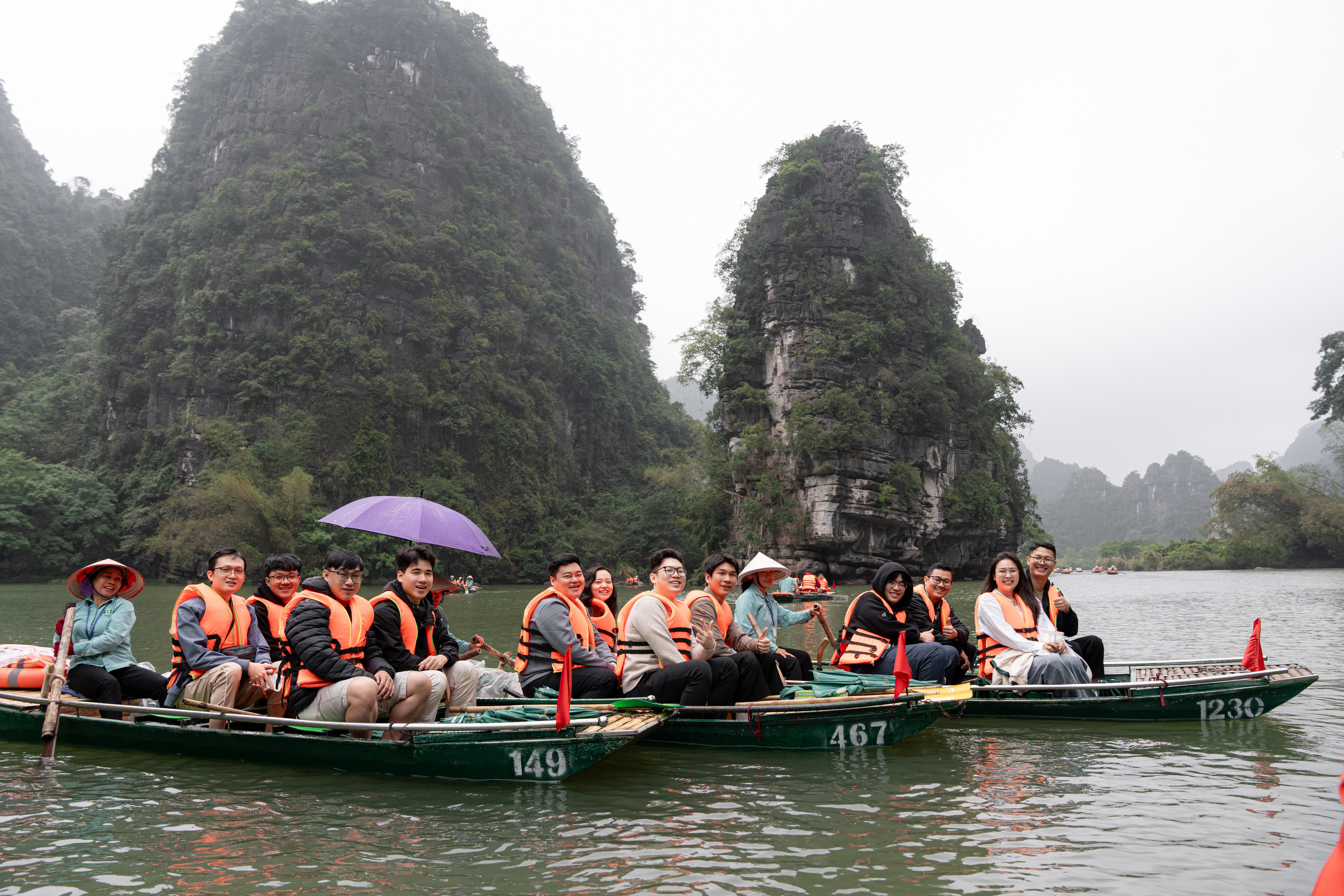 Fenix team on a boat during team building